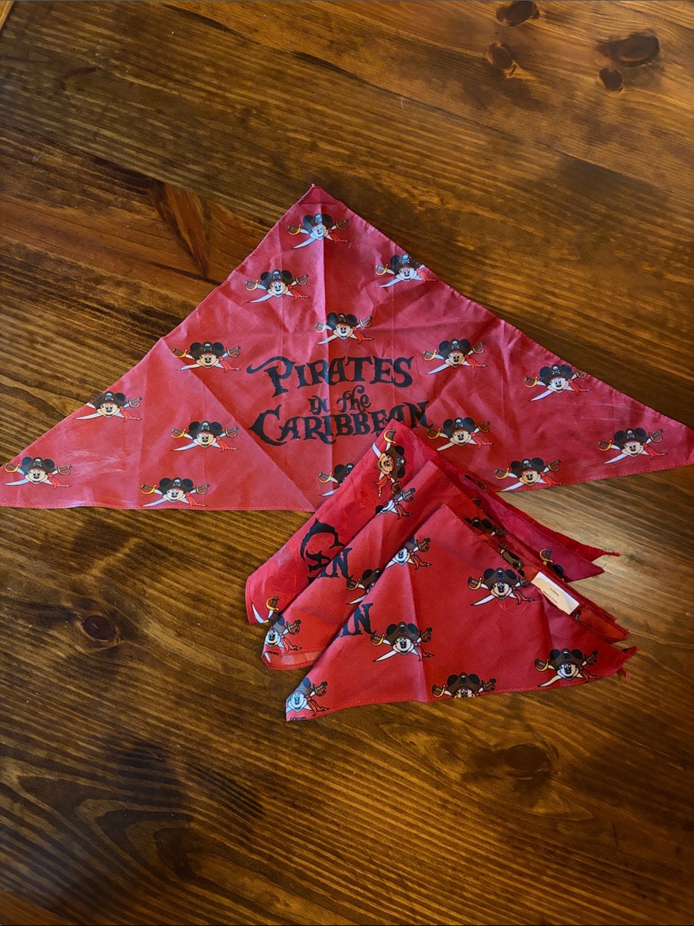 Disney Cruise Line Pirates in the Caribbean Bandana Red Mickey Mouse Lot of 4